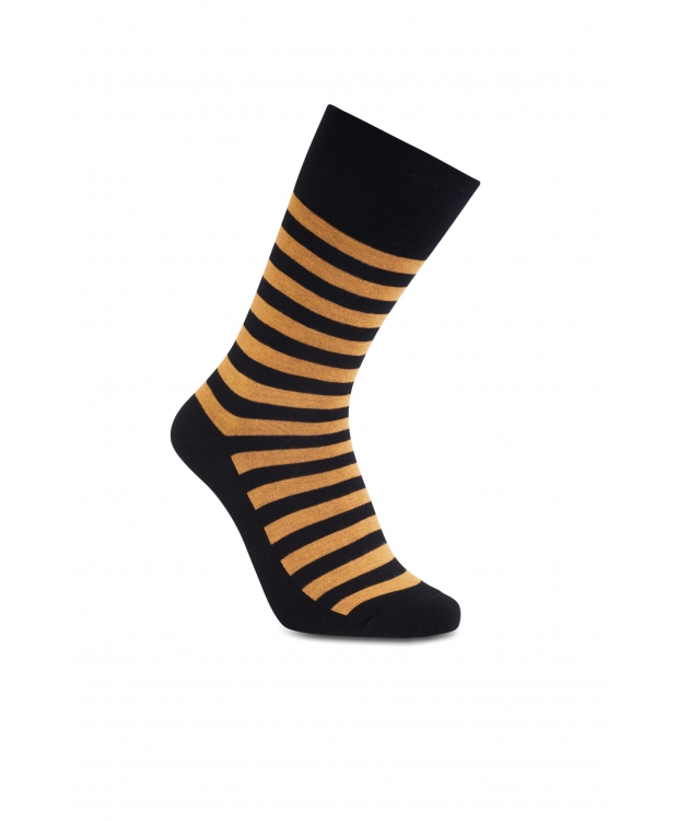 iZ Sock stribede bambusstrømper i sort og orange - OUTLET