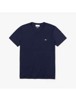 Lacoste klassisk v-hals T-shirt i navy til herre | Regular fit