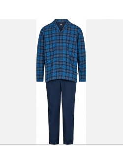 JBS pyjamas i flannel med blå striber til herre