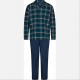 JBS flannel-pyjamas til herre – grøn med striber, str. S, M og L