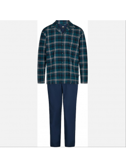 JBS flannel-pyjamas til herre – grøn med striber, str. S, M og L