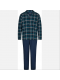 JBS flannel-pyjamas til herre – grøn med striber, str. S, M og L