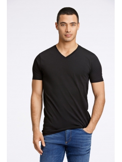 Lindbergh sort T-shirt med V-hals – aktive størrelser XS, S, M, L, XL, XXL og XXXL
