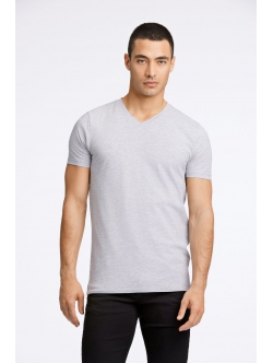 Lindbergh grå T-shirt med V-hals – aktive størrelser XS, S, M, L, XL, XXL og XXXL