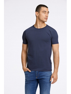Lindbergh navy T-shirt med rund hals – aktive størrelser XS, S, M, L, XL, XXL og XXXL