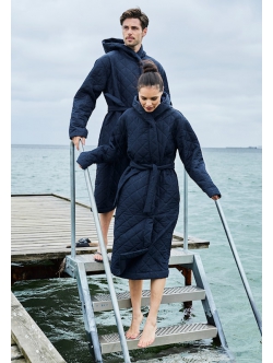 JBS of Denmark udendørs vinterbadekåbe navy unisex – M/L og XL/XXL