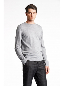 Lindbergh White grå striktrøje med 50% merinould – S, M, L, XL, XXL og 3XL