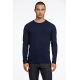 Lindbergh White navy striktrøje med 50% merinould – S, M, L, XL og 2XL