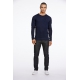 Lindbergh White navy striktrøje med 50% merinould – S, M, L, XL og 2XL