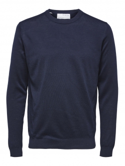 Selected sweatshirt i merinould i navy til herre