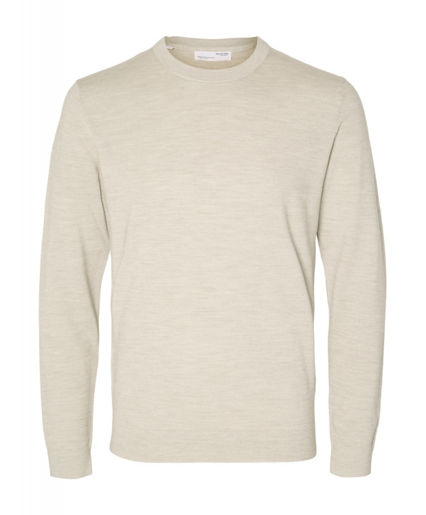 Se Selected sweatshirt i merinould i beige til herre hos Sokkeposten.dk