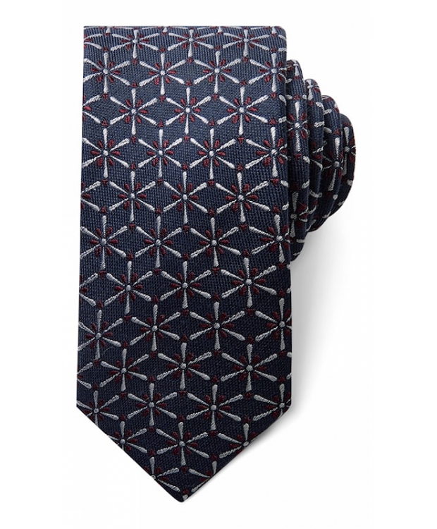 Connexion Tie slips 7cm i navy m. mønster til herre