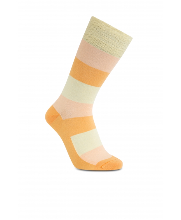 iZ Sock bambusstrømper med tykke striber i orange og gul - OUTLET