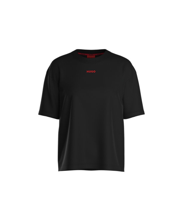 Se HUGO shuffle t-shirt i sort med rødt logo til kvinder. hos Sokkeposten.dk