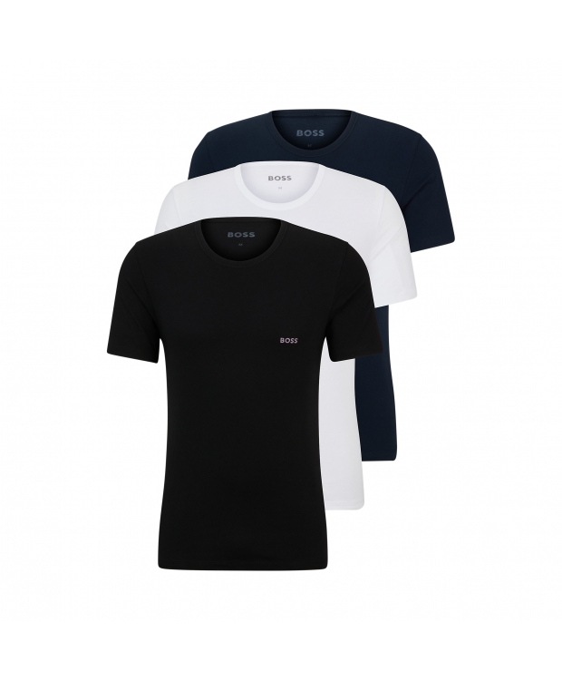 Billede af BOSS 3pak t-shirts med bomuld i forskellige farver til herre | Regular fit |