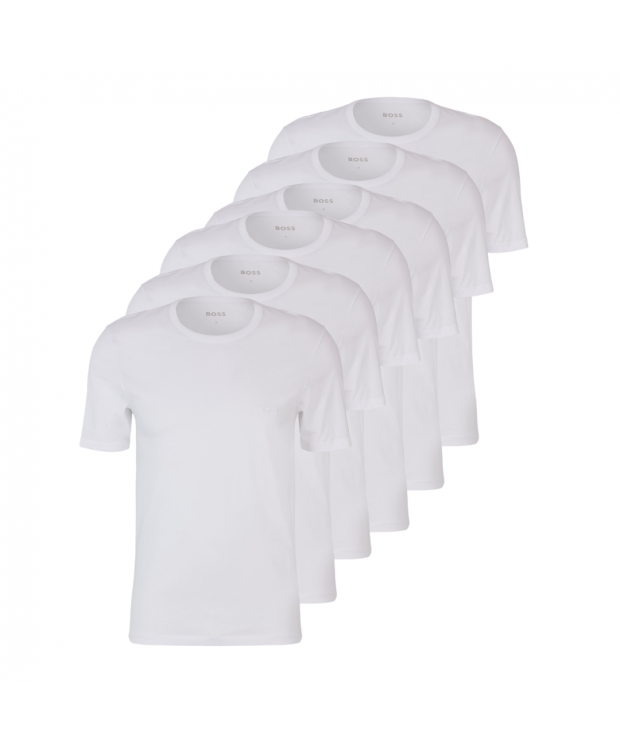 Se BOSS 6pak t-shirts med økologisk bomuld i hvid til herre hos Sokkeposten.dk