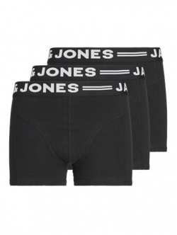 JACK & JONES 3-pak boxershorts til drenge – sort med hvid tekst – aktive størrelser 116, 128, 140, 152, 164 og 176