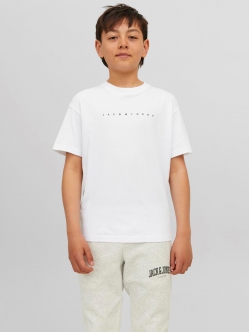 JACK & JONES Junior T-shirt med rund hals til drenge – hvid – aktive størrelser 116, 128, 140, 152, 164 og 176