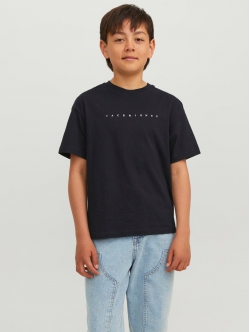 JACK & JONES Junior T-shirt med rund hals til drenge – sort – aktive størrelser 116, 128, 140, 152, 164 og 176