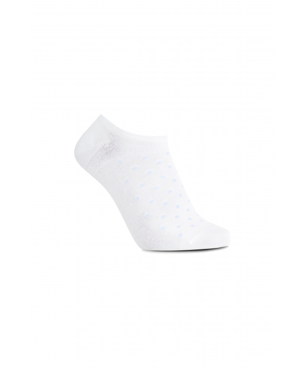 iZ Sock Bambus Ankelstrømper med Blå Prikker i Hvid - Unisex OUTLET