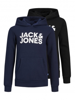 JACK & JONES Junior 2-pak hoodies til drenge – sort og navy – aktive størrelser 128, 140, 152, 164 og 176