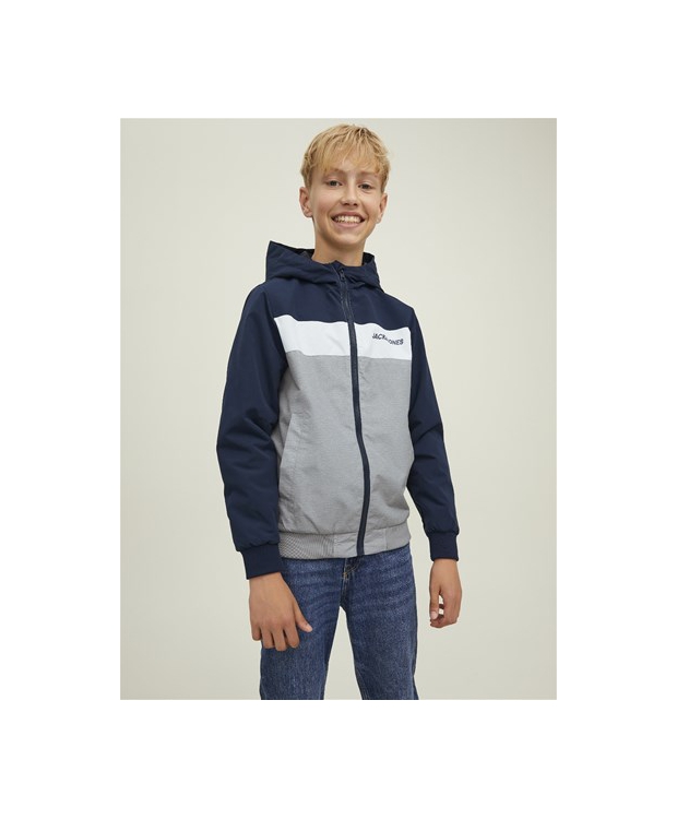 Jack & Jones Junior BOMBER trøje m. lynlås i navy til drenge