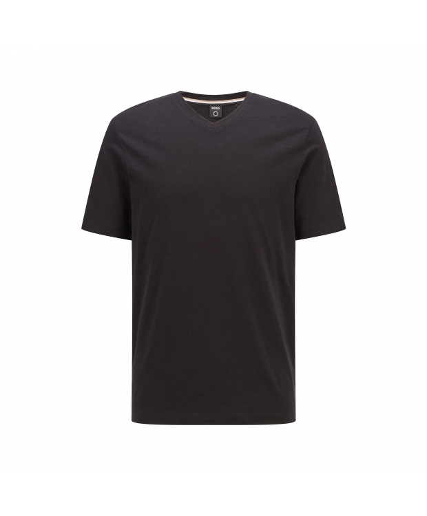 Se BOSS kortærmet merceriseret t-shirt med vhals i sort til herre| Regular fit| hos Sokkeposten.dk