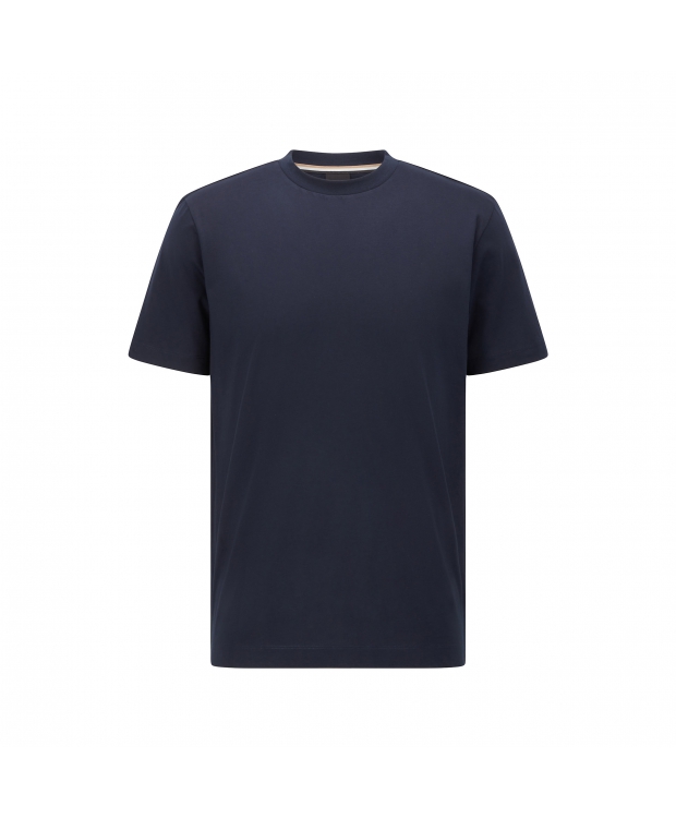 Se BOSS kortærmet t-shirt i mørkeblå til herre| Casual fit | hos Sokkeposten.dk