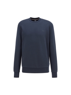 BOSS bomulds sweatshirt m.logo i mørkeblå til herre | Straight casual fit|