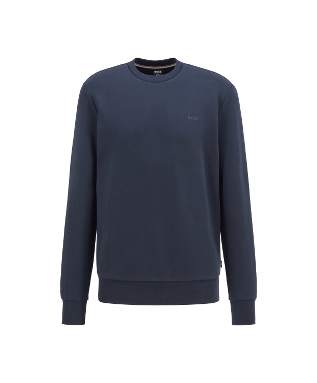 Billede af BOSS bomulds sweatshirt m.logo i mørkeblå til herre | Straight casual fit|
