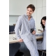 JBS vævet pyjamasskjorte i grå og hvid til unisex – S, M, XL, 2XL, 3XL
