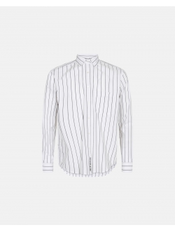 JBS vævet pyjamasskjorte i hvid med striber til unisex – XS, S, M, L, XL, 2XL, 3XL