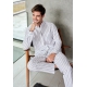 JBS vævet pyjamasskjorte i hvid med striber til unisex – XS, S, M, L, XL, 2XL, 3XL
