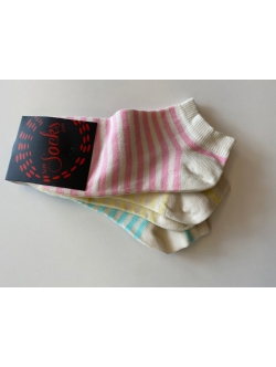 Sokker fra Sizesock i turkis, gul, hvid og pink striber str:35-38 3-pak
