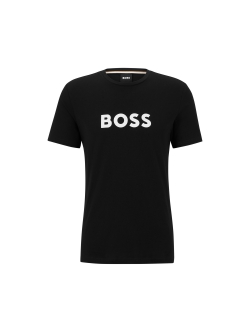 BOSS sort T-shirt med kontrastlogo til herre – regular fit, str. S, M, L, XL og XXL