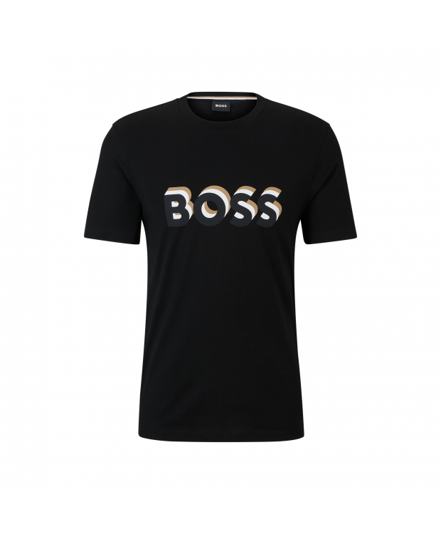 Se BOSS bomuldsjersey t-shirt m.logo i sort til herre |Regular fit| hos Sokkeposten.dk