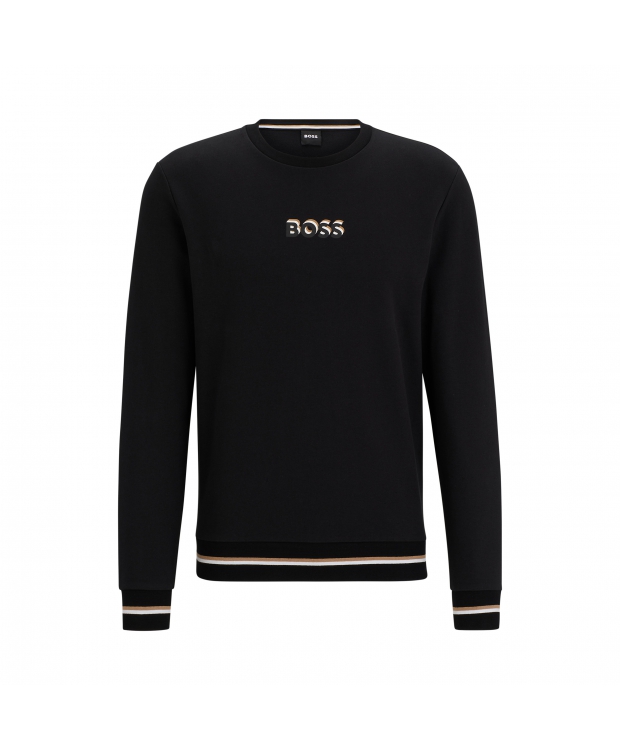 Se BOSS ikonisk bomulds sweatshirt m.logo i sort til herre | Regular casual fit| hos Sokkeposten.dk