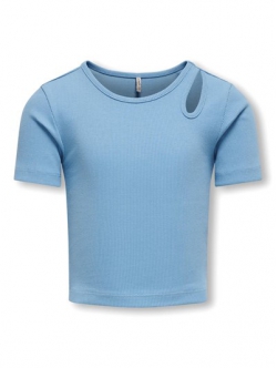 KIDS ONLY KOGNESSA blå cut-out T-shirt piger 110/116-158/164