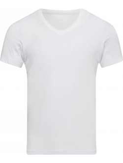 JBS of Denmark svedabsorberende bambus T-shirt med V-hals i hvid til mænd str. M-3XL
