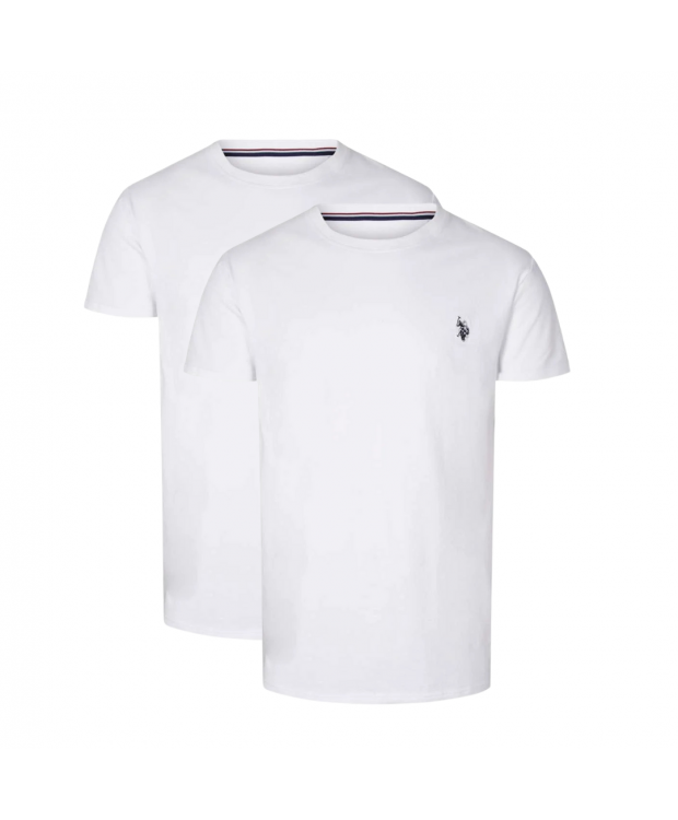 Se U.S POLO ASSN 2pak t-shirt i hvid til herre | Regular fit | hos Sokkeposten.dk