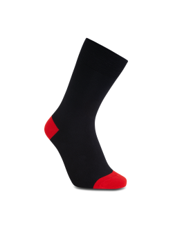 iZ Sock bambusstrømper i sort med rød hæl og tå til piger og drenge