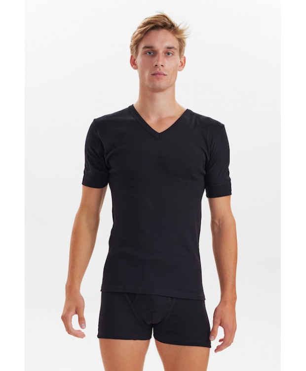 JBS Original Style 20 T-shirt med V-hals i Sort til Herre – 100% Bomuld