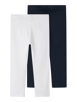 Name it leggings i hvid og navy til børn, størrelser 86/92