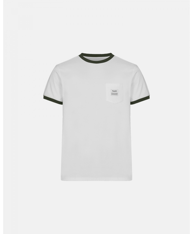Se RESTERÃDS økologisk bomuld retro t-shirt m. logo i hvid/sort til herre hos Sokkeposten.dk