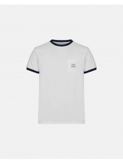  RESTERÖDS økologisk bomuld retro t-shirt m. logo i hvid/navy til herre