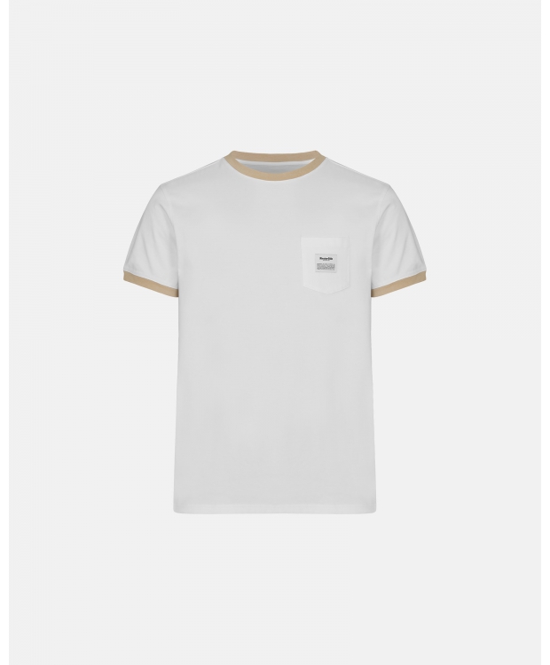 Se RESTERÃDS økologisk bomuld retro t-shirt m. logo i hvid/sand til herre hos Sokkeposten.dk