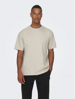 ONLY & SONS t-shirt i beige til herre | Relaxed fit |