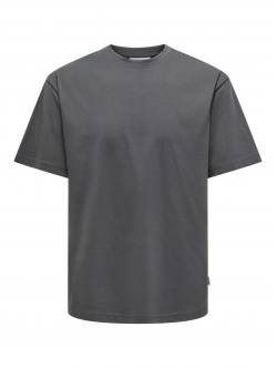 ONLY & SONS t-shirt i mørkegrå til herre | Relaxed fit |