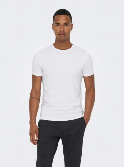 ONLY & SONS 2pak t-shirt i hvid til herre | Slim fit |