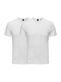 ONLY & SONS 2pak t-shirt i hvid til herre | Slim fit |